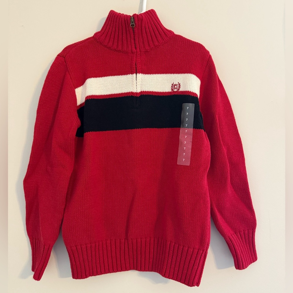 BNWT Boys’ Chaps Red and Black Half-Zip Sweater